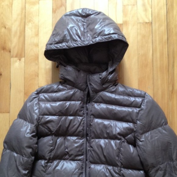Long brown reversible puffer coat - size S - Picture 2 of 8
